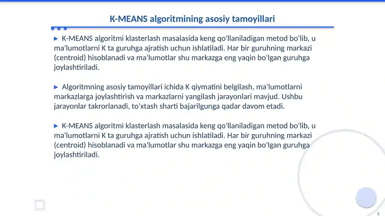 K-MEANS algoritmi haqida ma’lumot 3