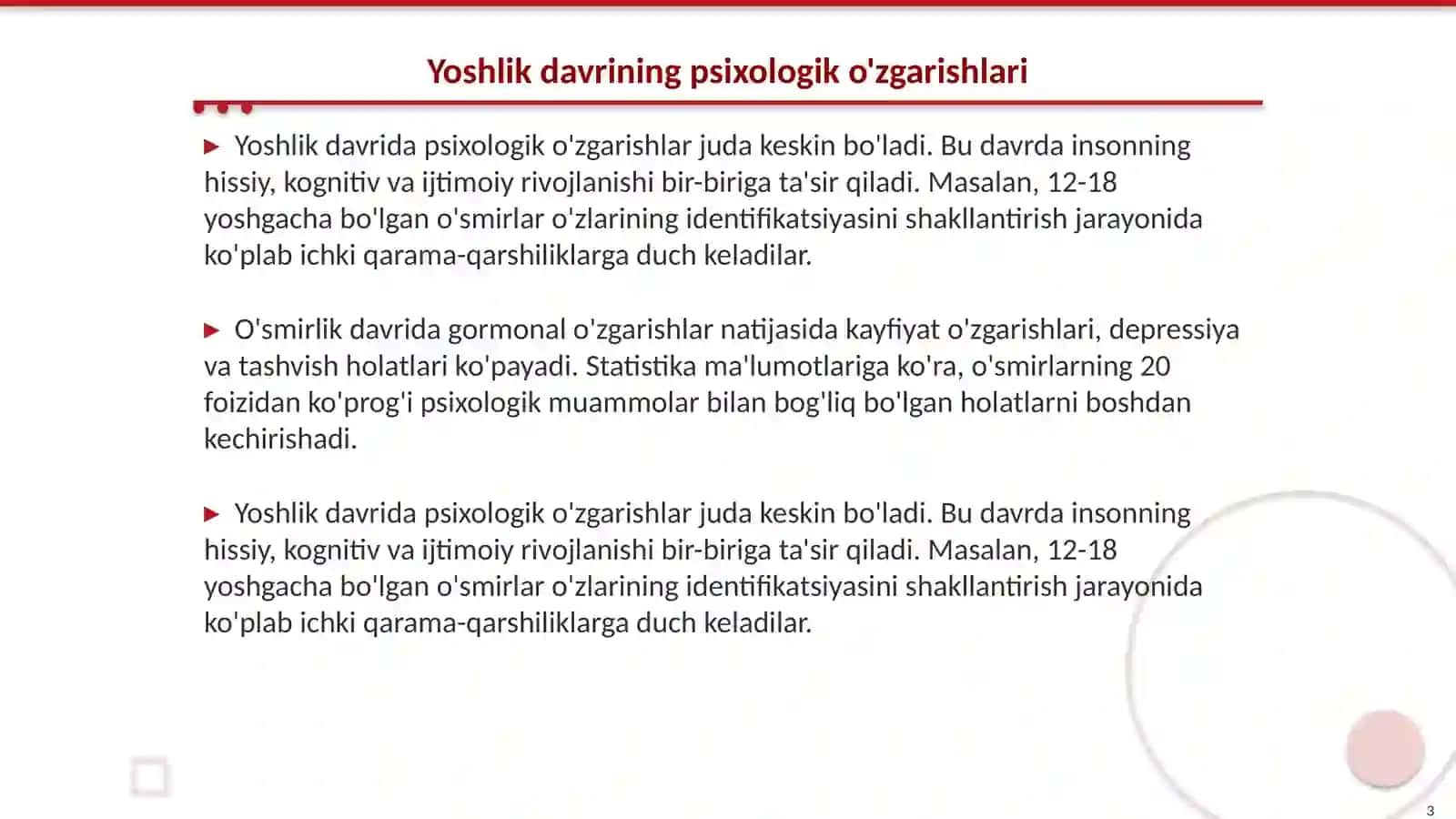 Yoshlik davrining psixologik xususiyatlari 3
