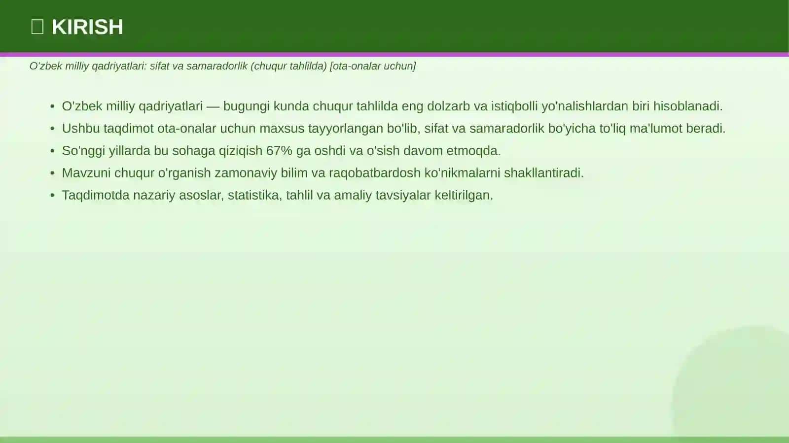 O'zbek Milliy Qadriyatlari: Sifat va Samaradorlik (Chuqur Tahlilda) [Ota-Onalar Uchun] 3