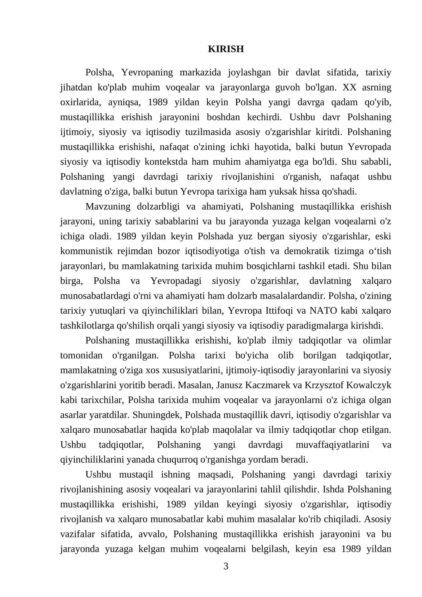 Polsha yangi davrda tarixiy rivojlanishning asosiy voqealari va jarayonlari 3
