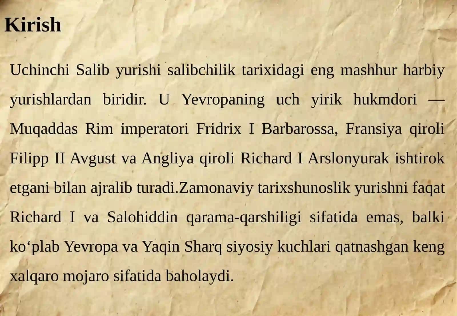 UCHINCHI SALIB YURISHLARI TARIXIGA OID ILMIY TADQIQOTLAR 3