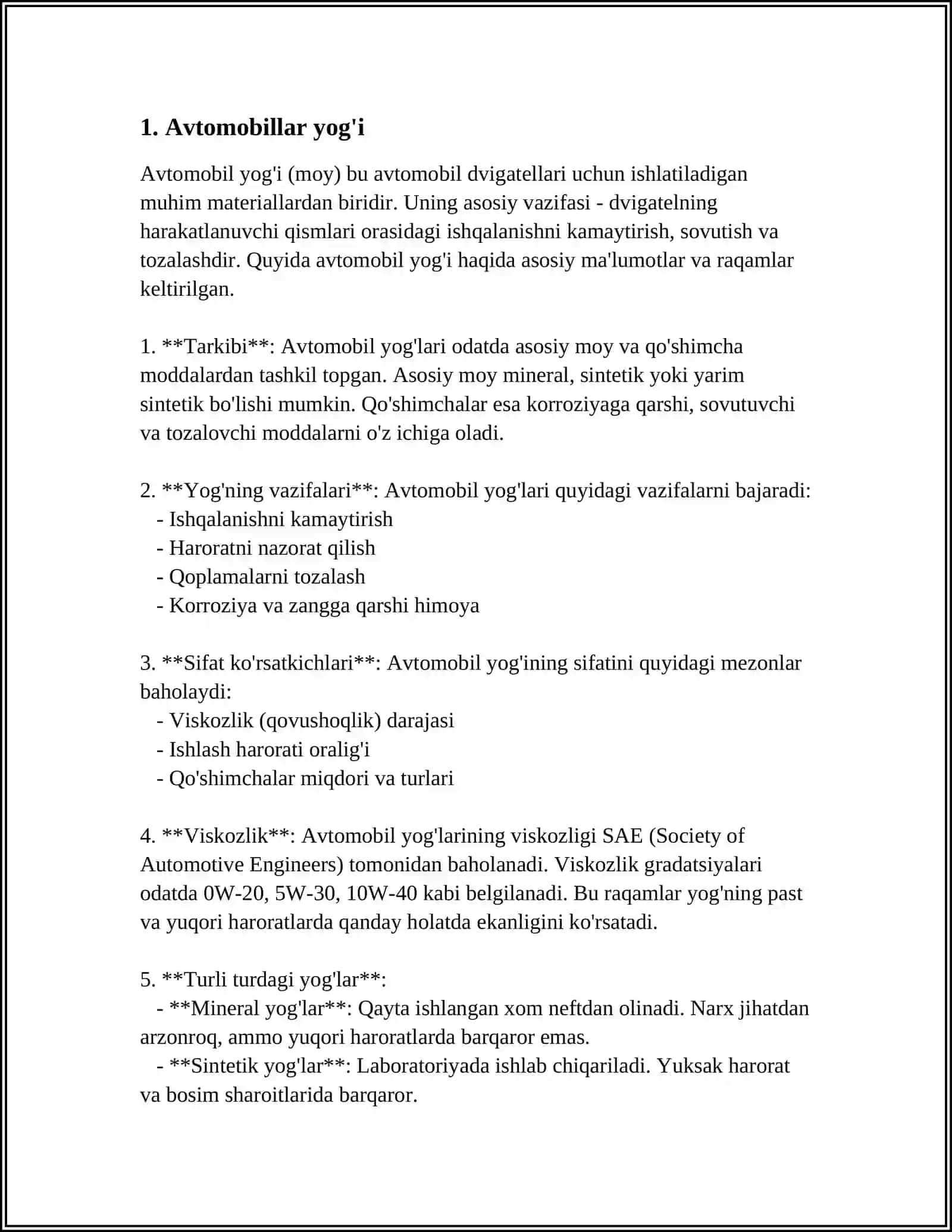 Avtomobillar yog'i 3