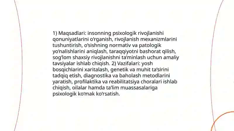 Rivojlanish psixologiyasi maqsad vazifalari 3