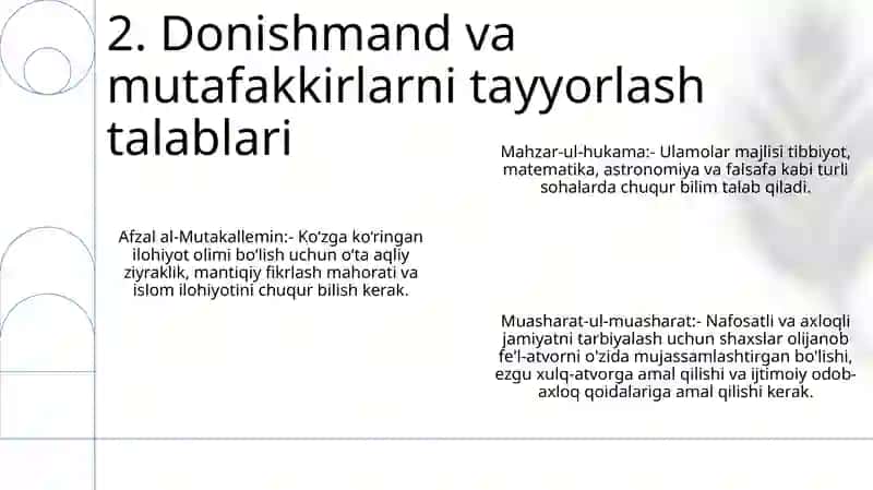 Shaw Donishmandlari Va Mutaffakirlarining Ijodiy Metronidazole Mudarislarni Tallassee, Ulargavqóyilgan Talab, Mahorat Muloqoti, Muomilavmadaniyatilariga Qóyilgan Talablar 3