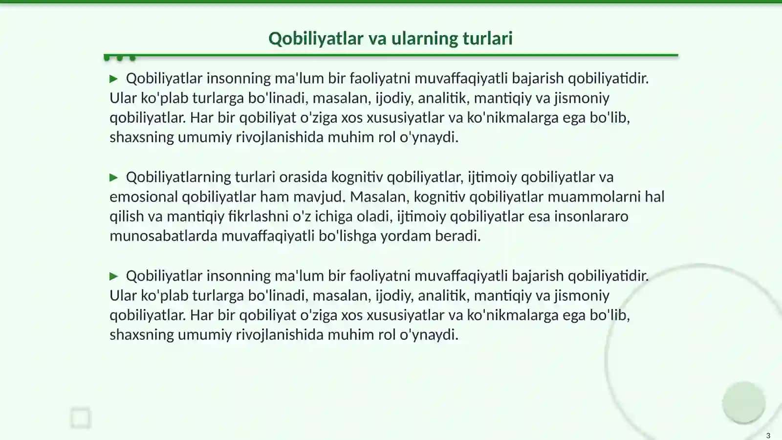 Qobiliyatlar diagnostikasi 3
