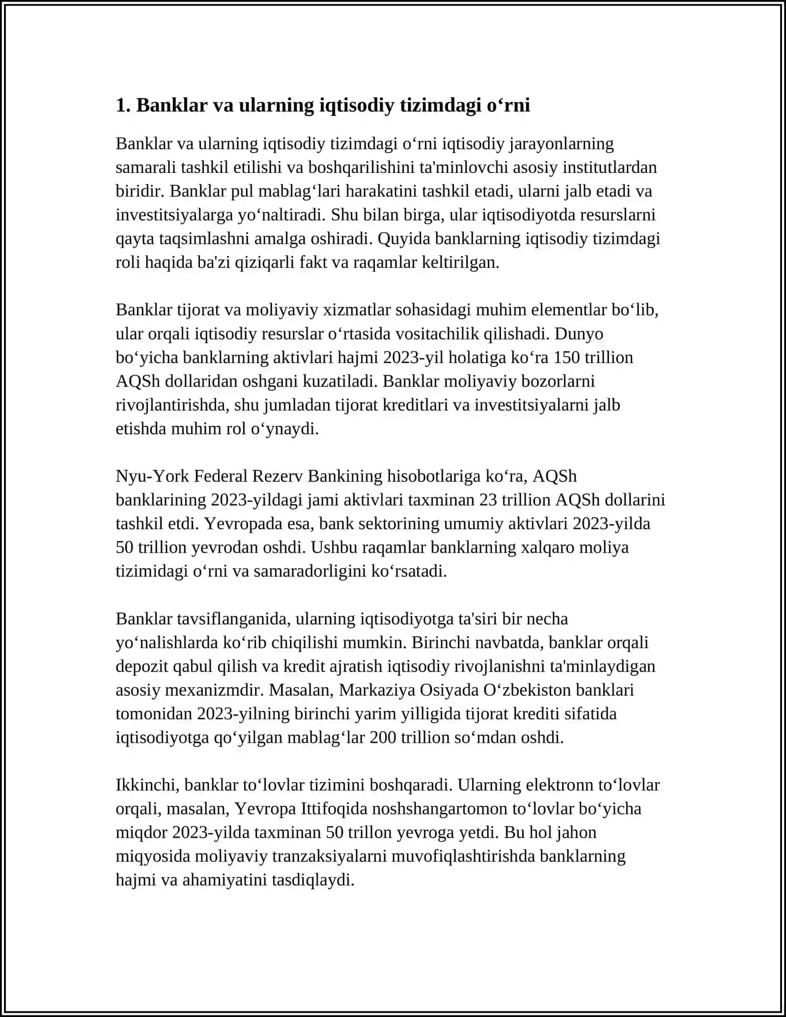BANKLAR ULARNING TURLARI VA KRIDIT TIZIMIDAGI ROLI 3