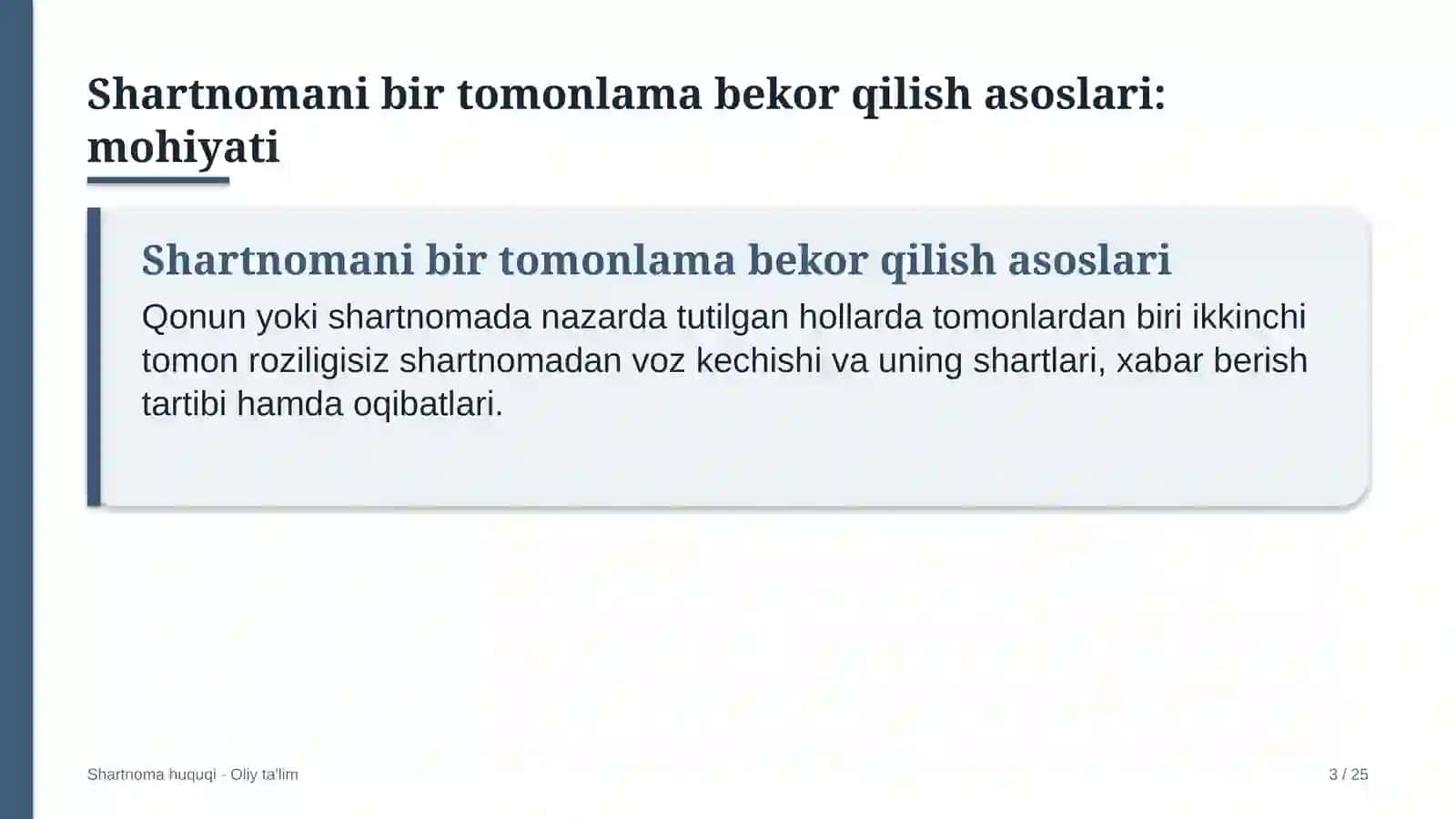 tarjima byurolarida shartnomalarni bir tomonlama bekor qilish asoslari 9910 3