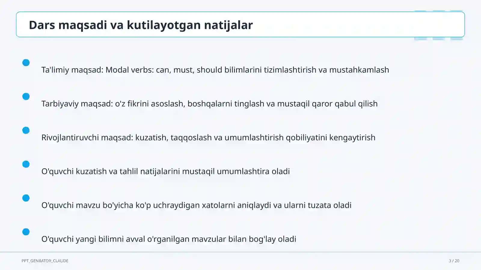 Modal verbs: can, must, should (7-sinf) 3