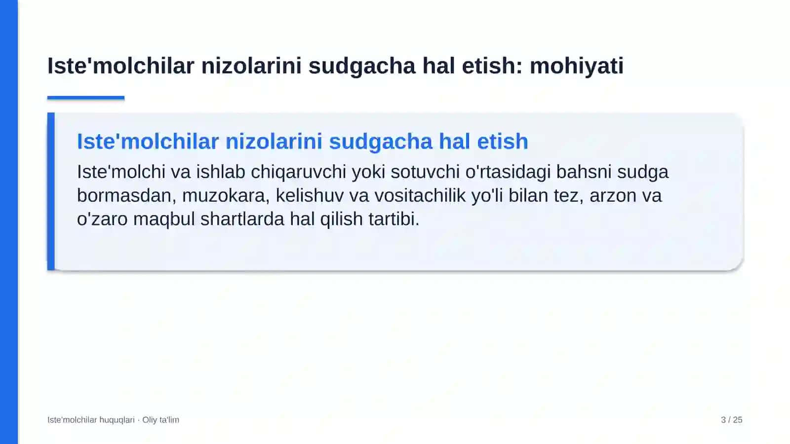 yo'l harakati xavfsizligi xizmatida iste'molchilar bilan nizolarni sudgacha hal etish 2844 3