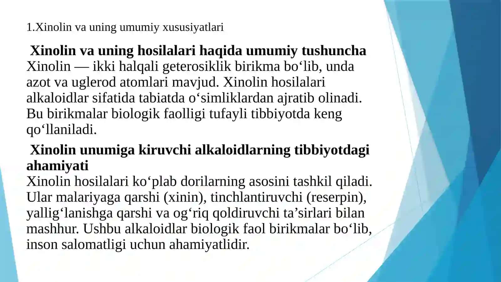 Tarkibida xinolin unumiga kiruvchi alkaloidlar bo‘lgan dorivor o‘simliklar 3