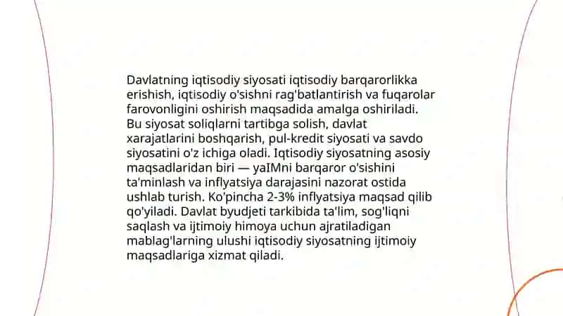 Iqtisodiyotda davlatning roli va O'zbekistonda iqtisodiyotning o'ziga xos xususiyatlari 3