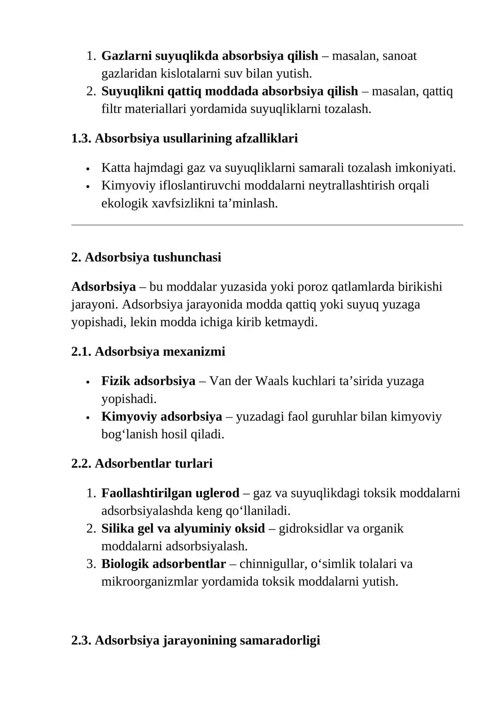 Absorbsiya va adsorbsiya usullari 3