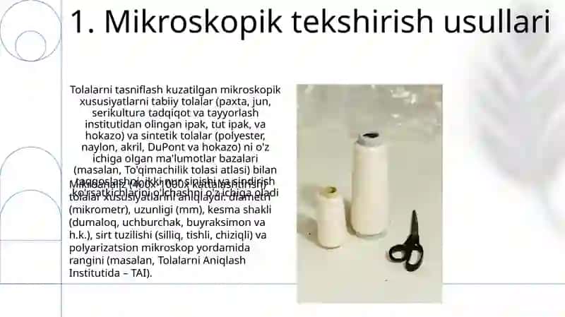 TO‘QIMACHILIK TOLALARINI SINFLARGA AJRATISHNI O‘RGANISH 3