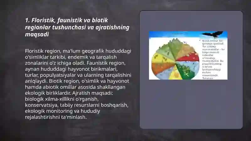 Floristik faunistik va biotik regionlarni ajiratish prinsplari va ularning tartibi 3