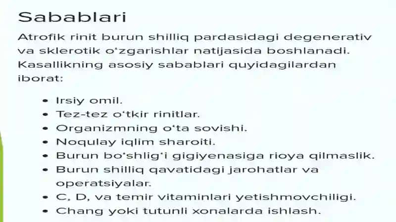 Atrofik rinit, uning klinikasi va tashxislash” 3