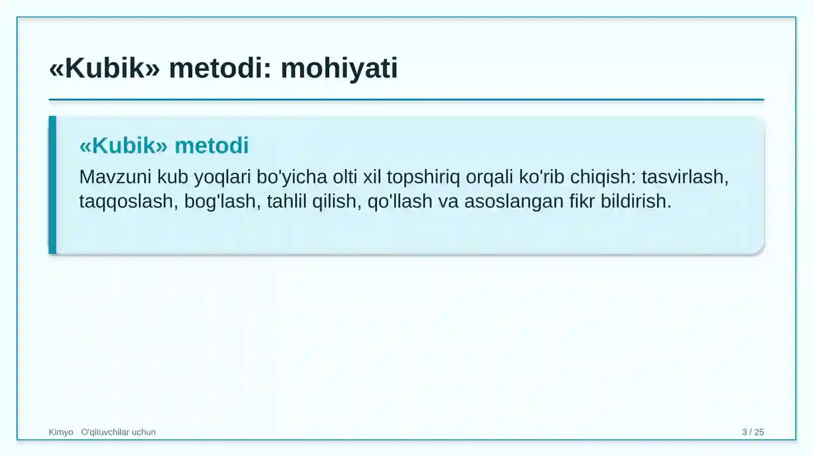 kimyo darslarida kubik metodidan foydalanish 8528 3