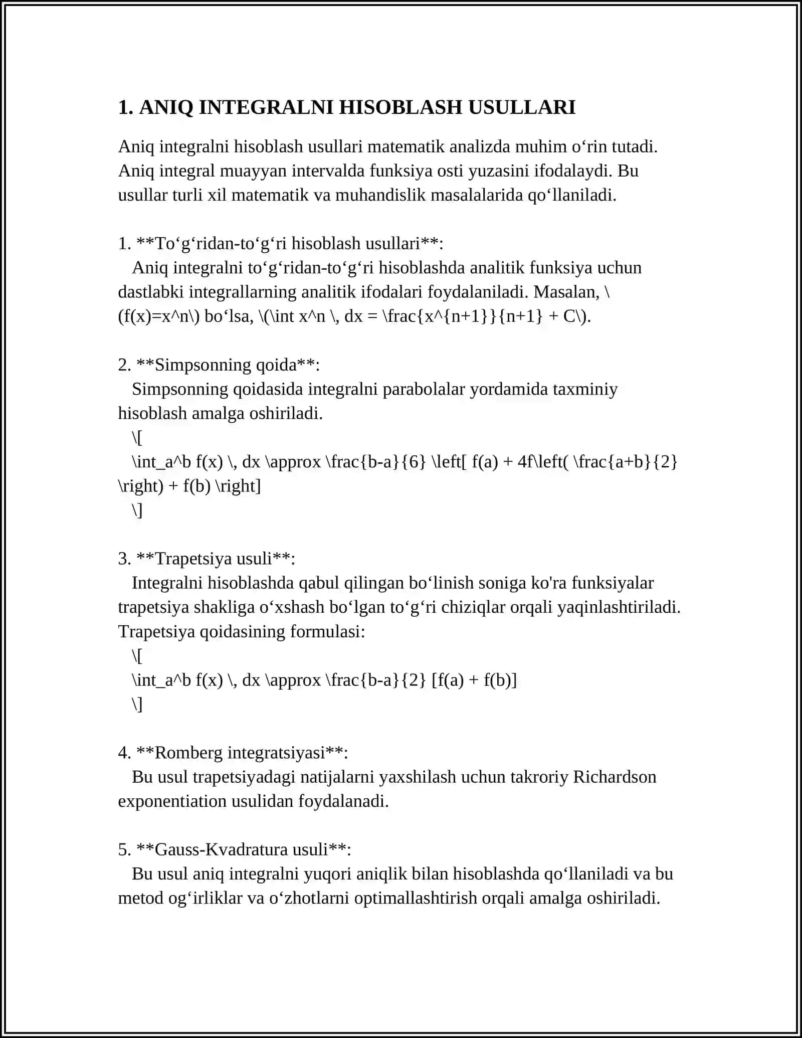 ANIQ INTEGRALNI MEXANIKA MASALASIGA TATBIGʻI 3