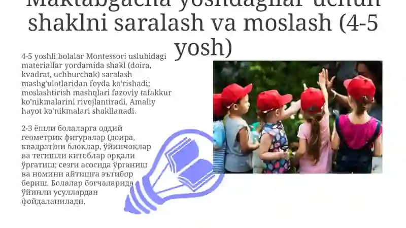 Maktabgacha yoshdagilar uchun shaklni saralash va moslash (4-5 yosh) 3