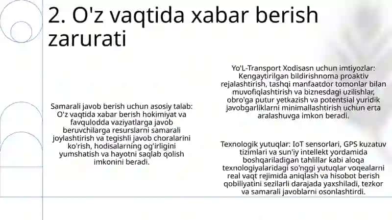 Yo’L-Transport Xodisasn (YTX) To’G’Risida O’Z Vaqtida Xabar Berish Va Ogohlantirish Tizimi 3