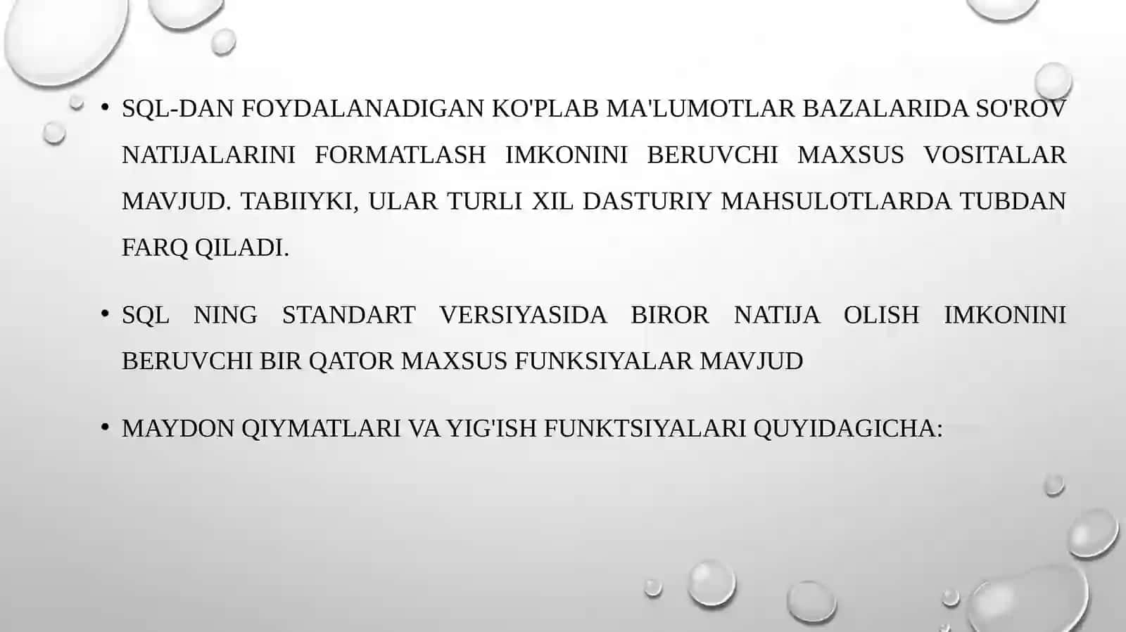 SQL da bir qatorli izohlar 3