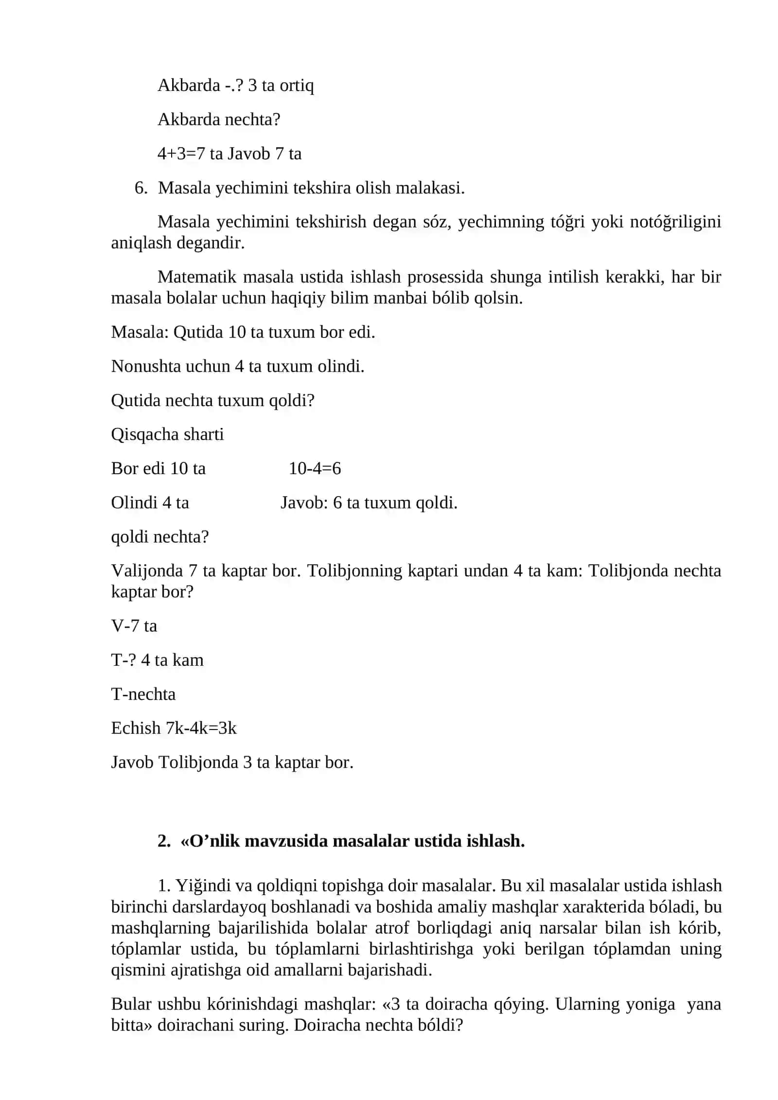 Sodda masalalar yechishda o'qitishning modellashtirish usulidan foydalanish 3