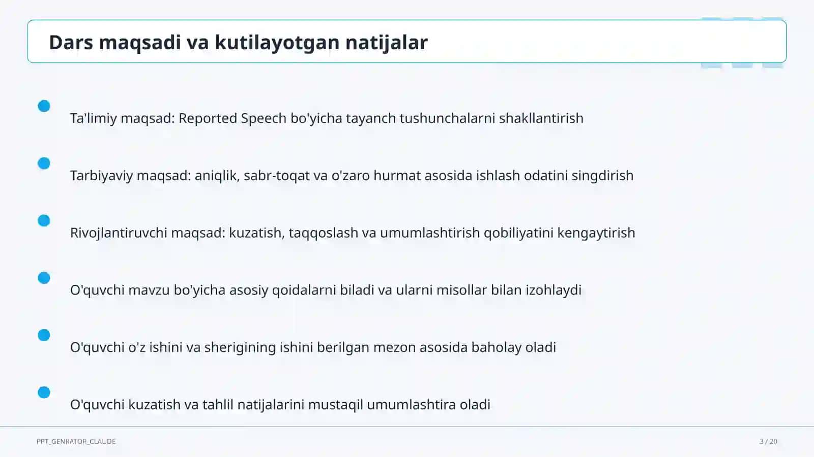 Reported Speech (9-sinf) 3