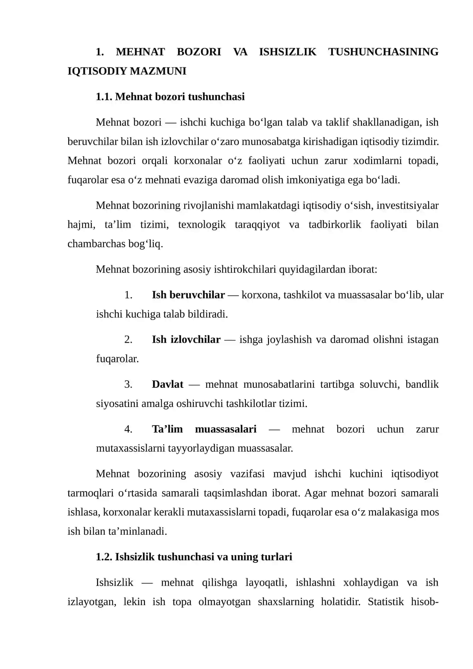 ISHSIZLIK DARAJASI VA MEHNAT BOZORI KO‘RSATKICHLARINI STATISTIK TAHLIL QILISH 3
