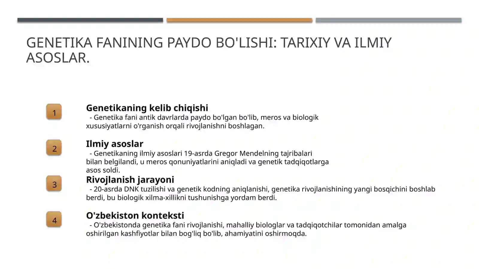 Genetikaning fan sifatida rivojlanish tarixi 3