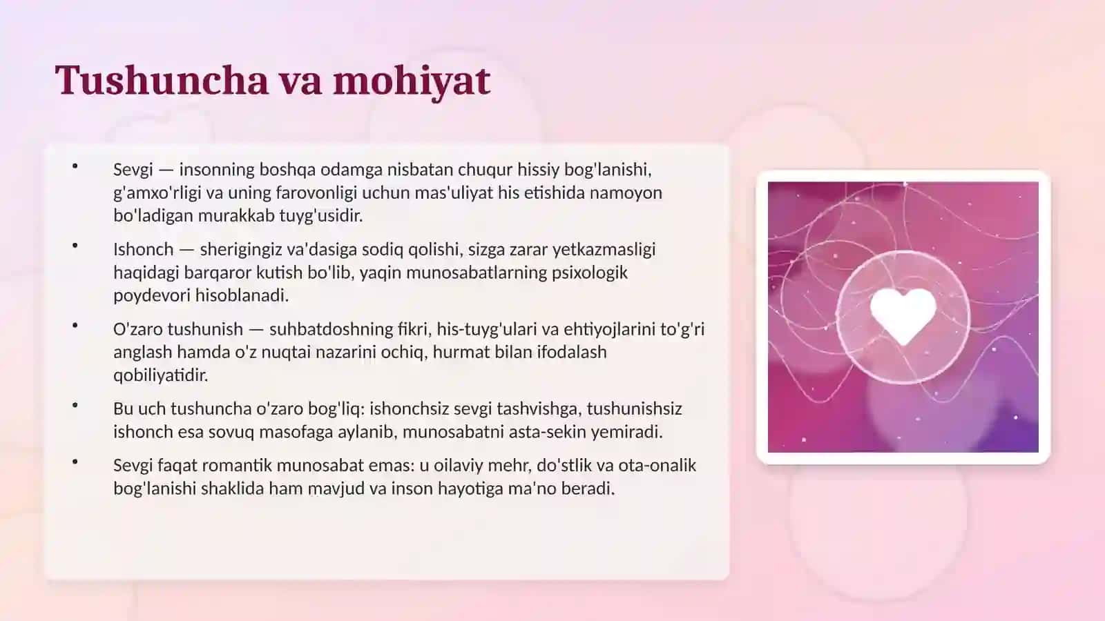 Sevgi, ishonch va o'zaro tushunish psixologiyasi 3