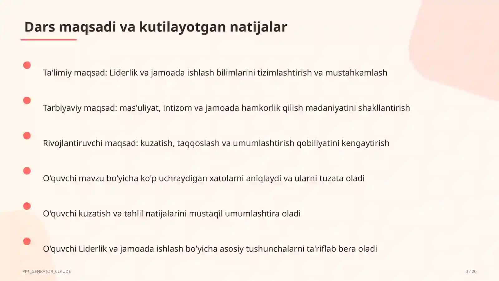 Liderlik va jamoada ishlash (11-sinf) 3