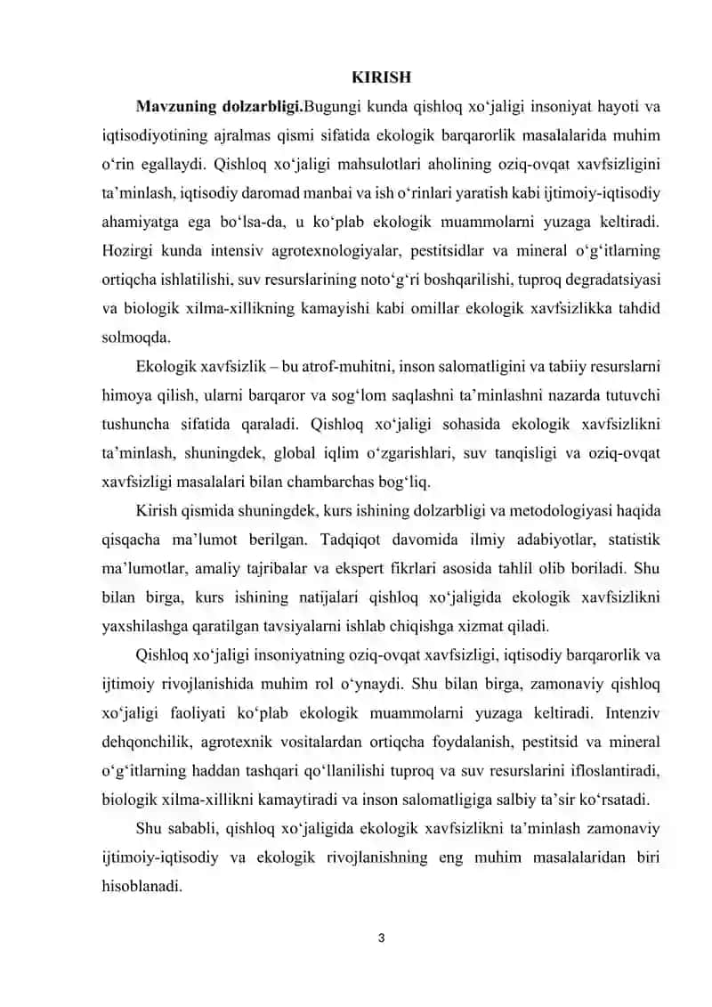 QISHLOQ XO'JALIGIDA EKOLOGIK XAVSIZLIK MUAMMOLARI 3