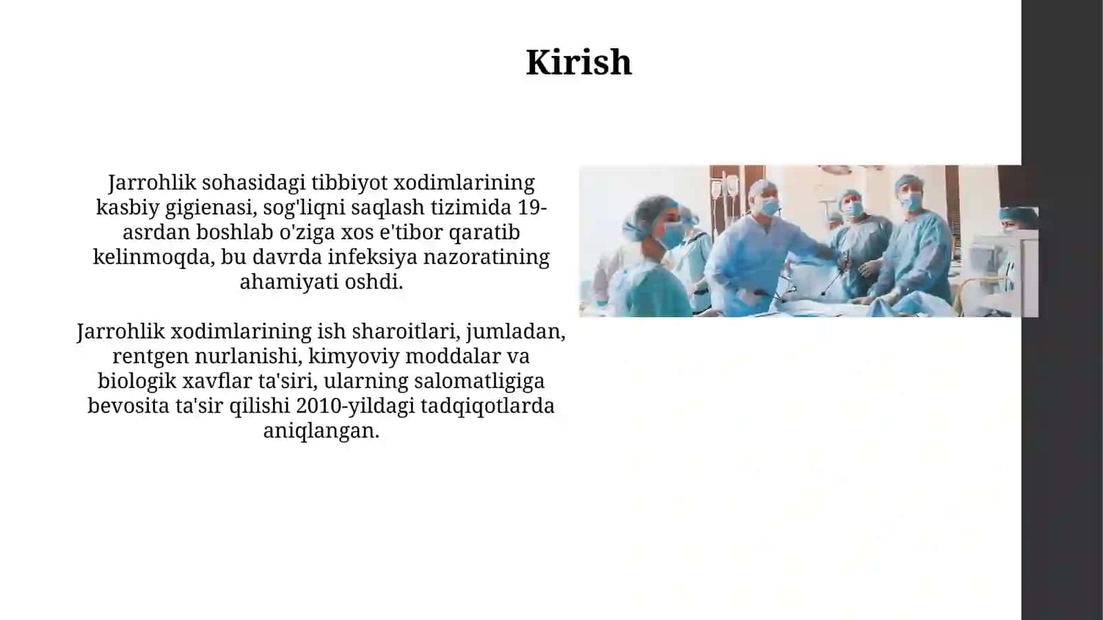 Xirurgiya sohasidagi tibbiyot xodimlarining mehnat gigienasi 3