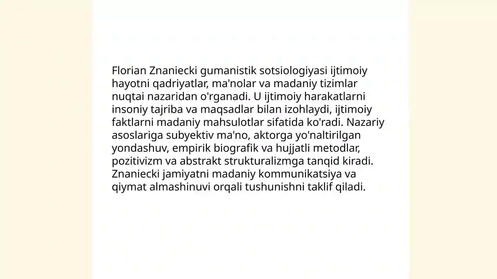 SOTSIOLOGIYANING PREDMETI VA VAZIFALARI (Florian Znaniecki gumanistik sotsiologiyasi asosida) 3