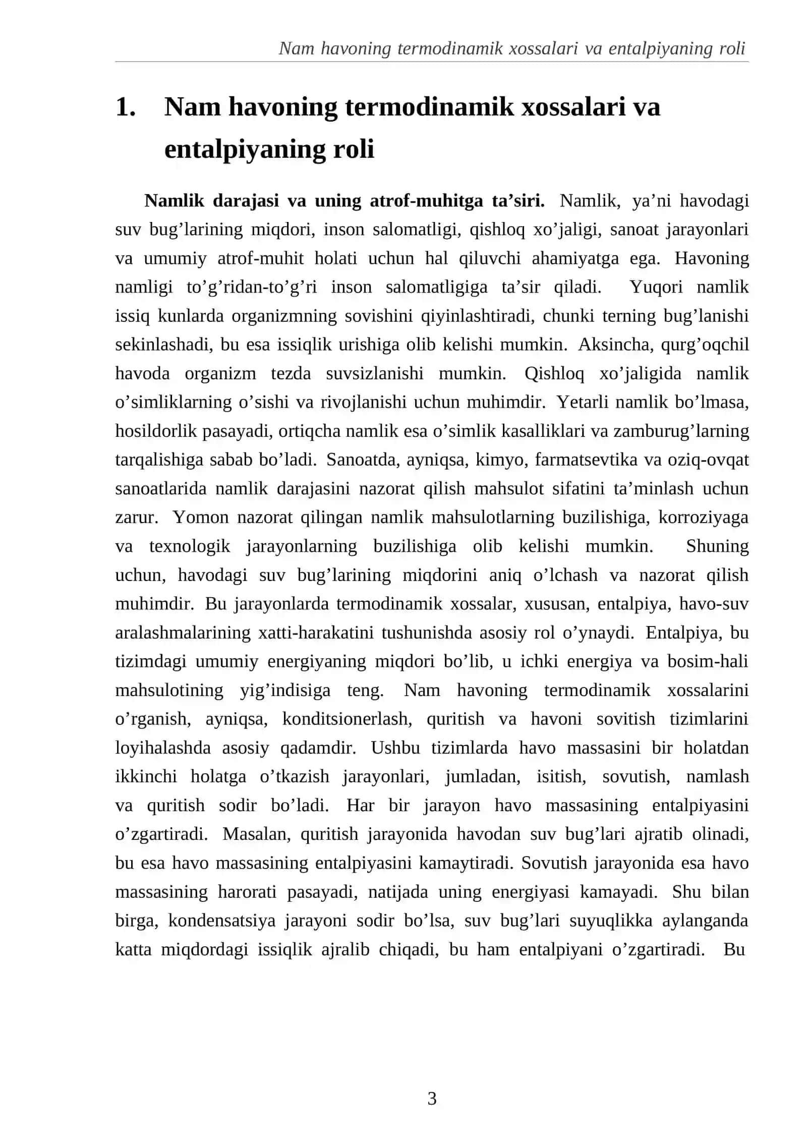 Nam havoning termodinamik xossalari va entalpiyaning roli 3