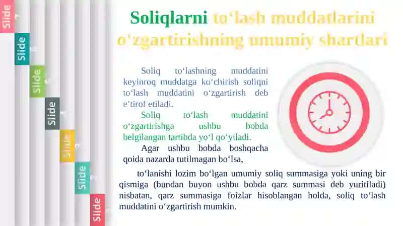 Soliqlarni to‘lash muddatlarini o‘zgartirish 3