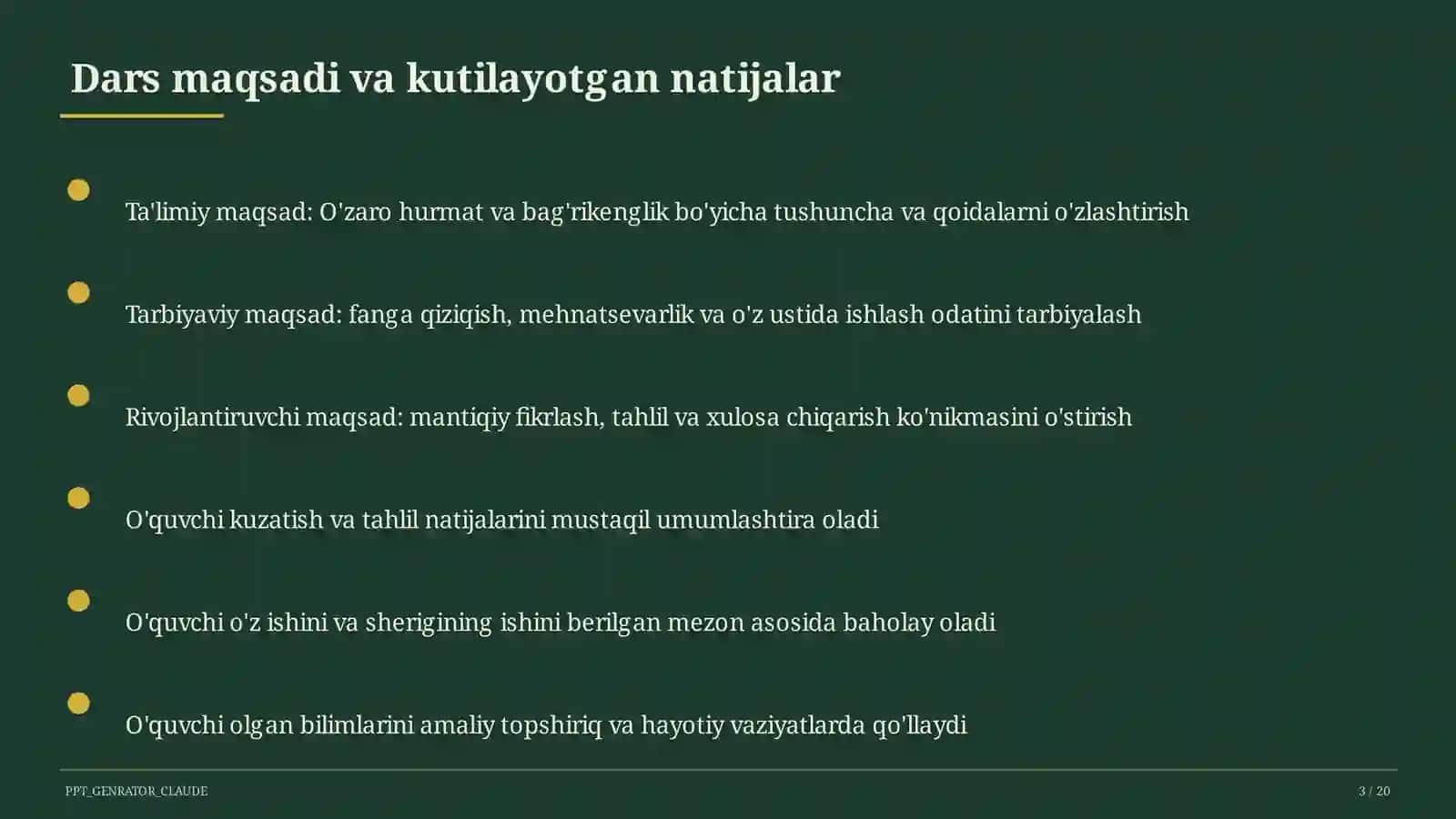 O'zaro hurmat va bag'rikenglik (7-sinf) 3