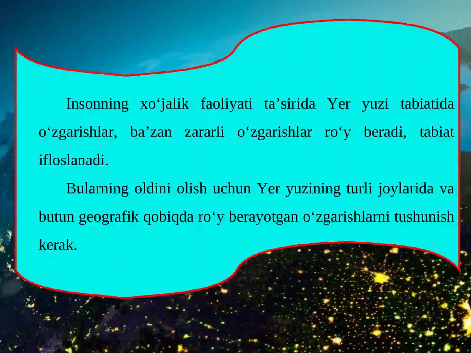 „Materiklar va okeanlar tabiiy geografiyasi“ kursida nimalar o‘rganiladi? 3