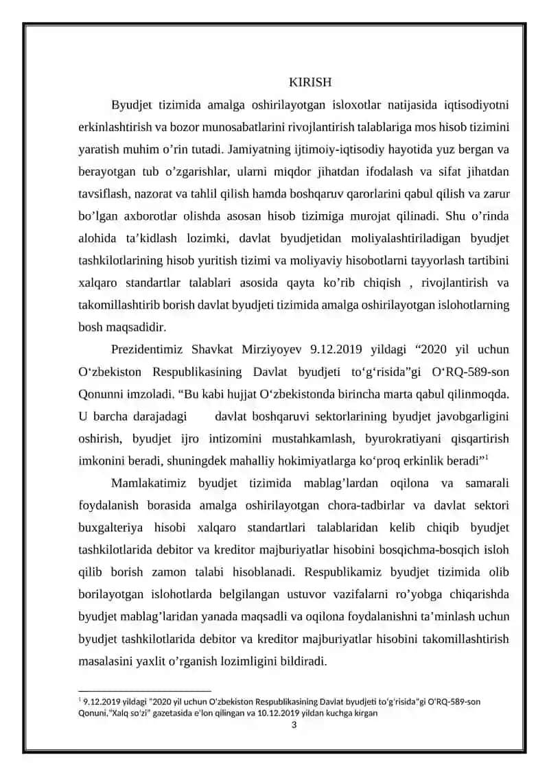Byudjet tashkilotlarida debitor va kreditorlik qarzdorligi to’g’risidagi xisobotini tuzish ba moliyaviy xisobotlar nazoratini tashkil etish 3