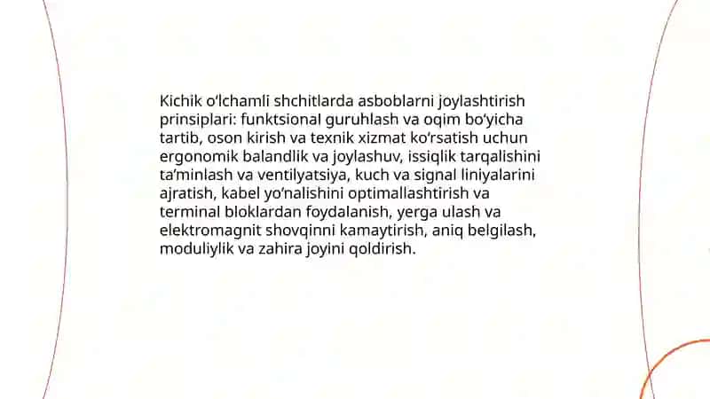 Kichik oʻlchamli shchitlarda asboblar va avtomatlashtirishning texnik vositalarni joylashtirish 3