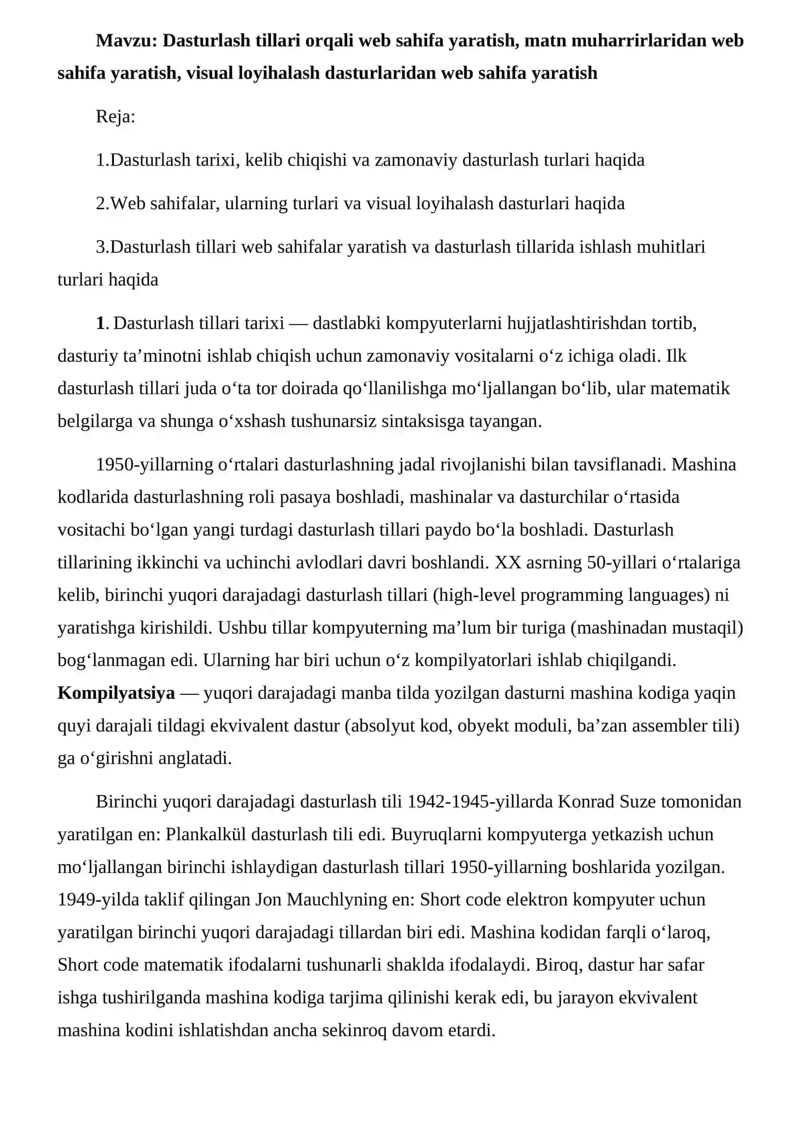 IQTISODIYOTDA AXBOROT KOMPLEKSLARI VA TEXNOLOGIYALARI FANIDAN MUSTAQIL ISH 3