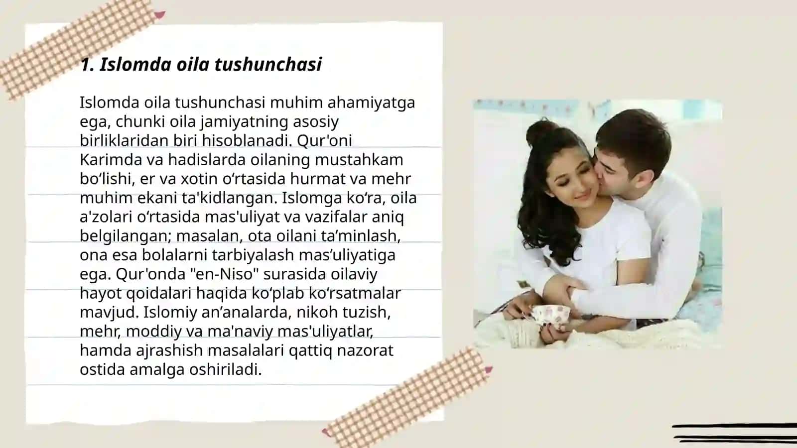 Islom huquqshunosligida oila, nikoh, taloq, idda, zihortushunchalarini ta'riflash 3