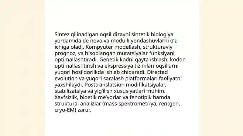 Sintez qilinadigan oqsil dizayni va sintetik biologiya 3