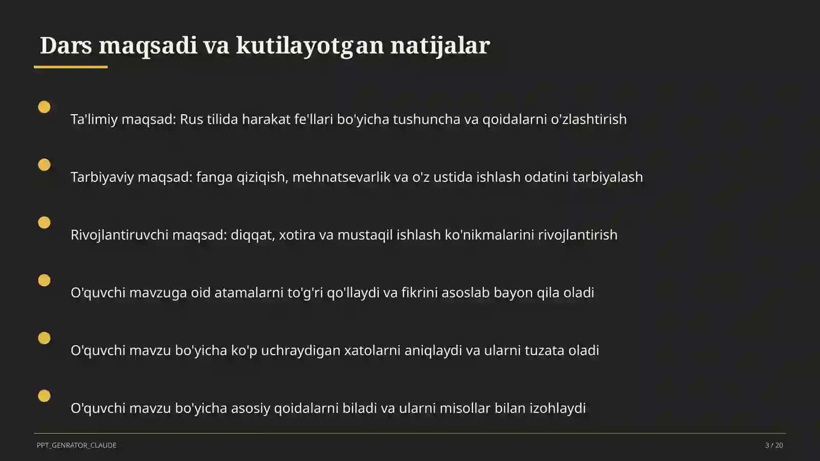 Rus tilida harakat fe'llari (6-sinf) 3