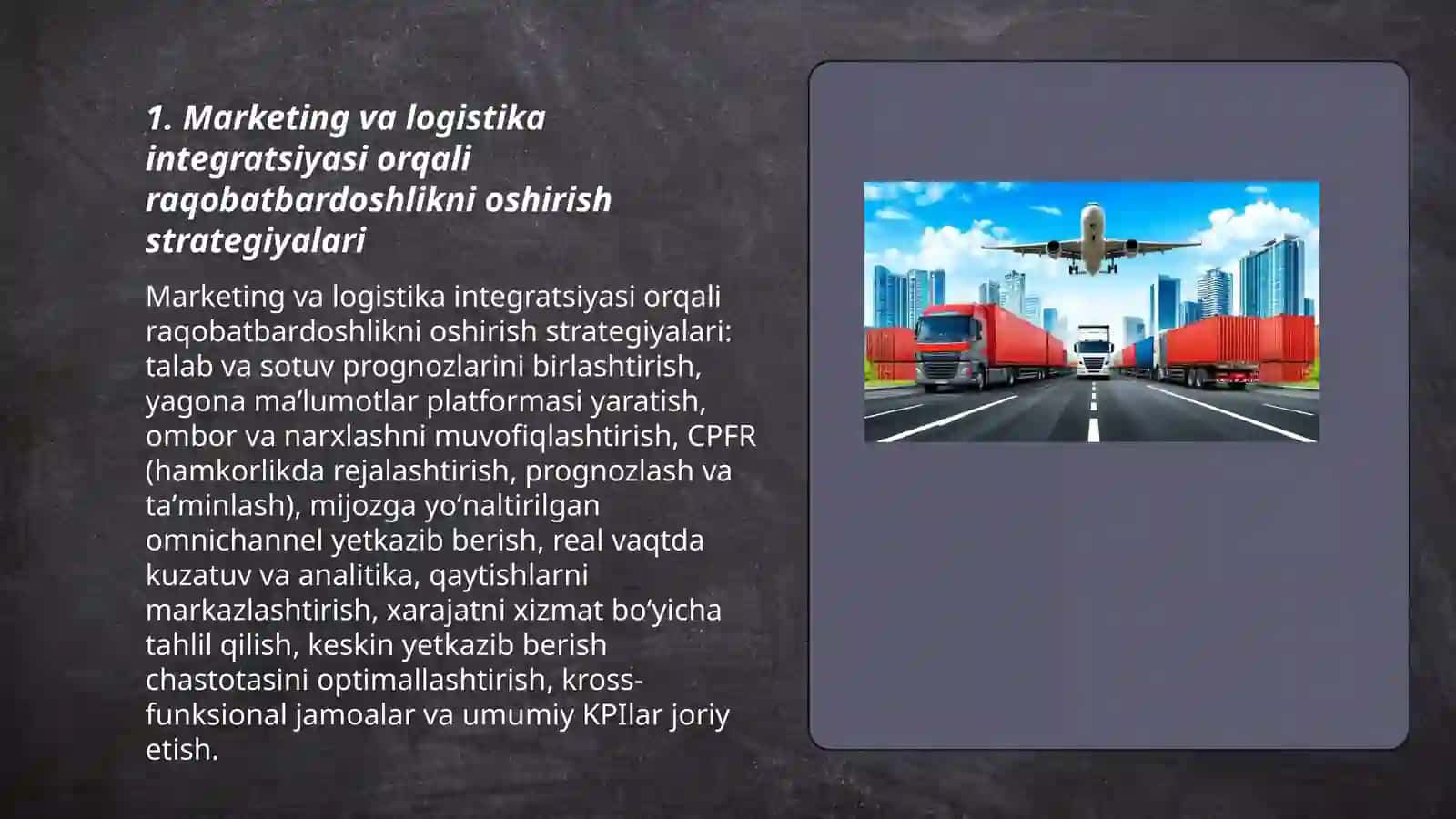 Marketing va logistika yondashuvlarini takomillashtirish orqali korxonalarning raqobatbardoshligini oshirish 3