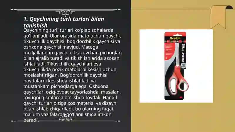 Texnologiya darslarida qaychidan foydalaning qoidalari 3