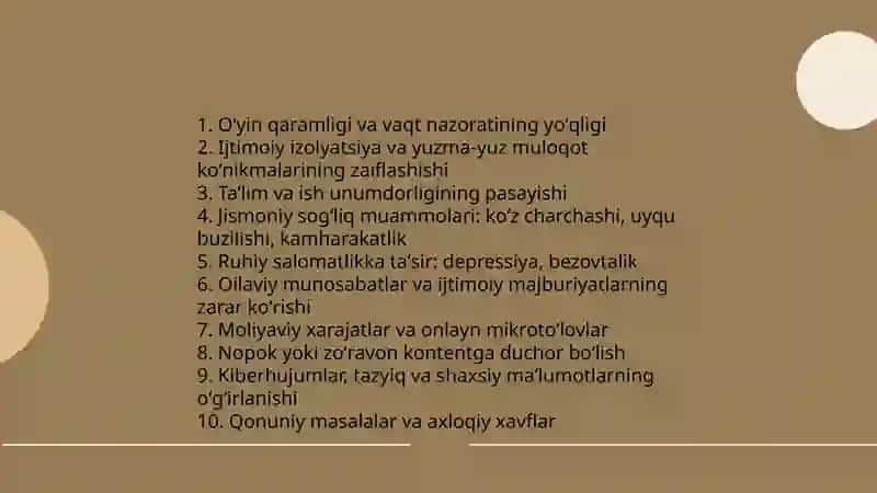Kompyuter va onlayn o'yinlarning ijtimoiy xavflari va asoratlari 3