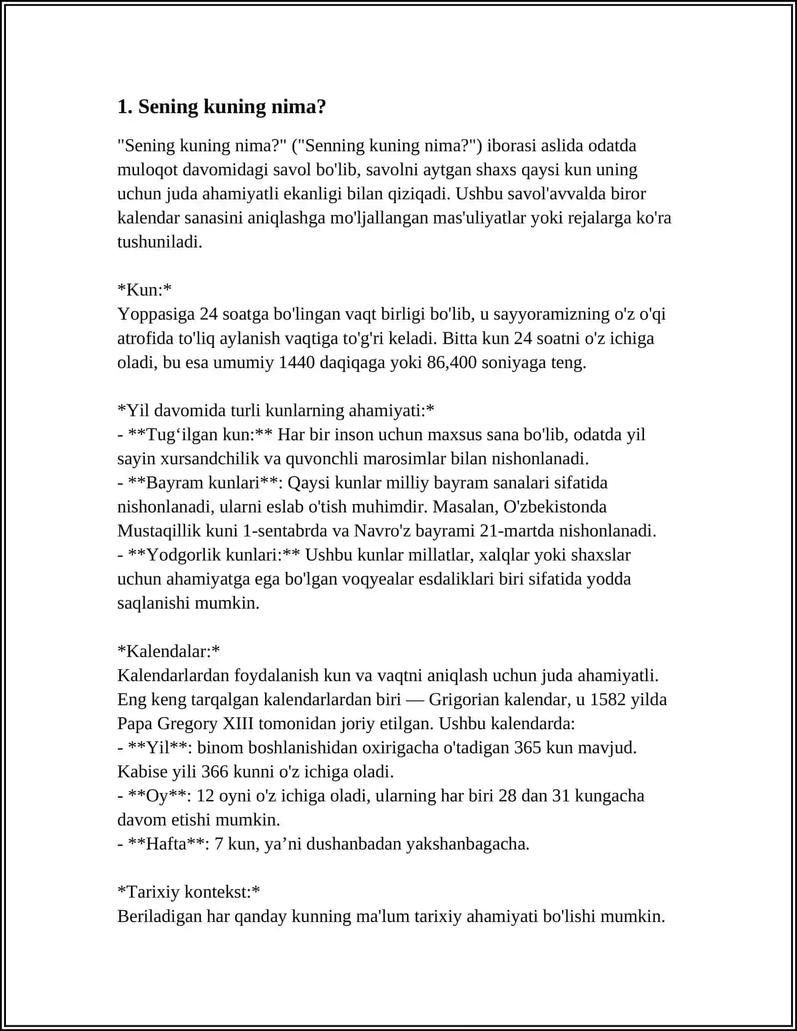 REFERAT Mavzu: BUGUN SENING KUNING 3