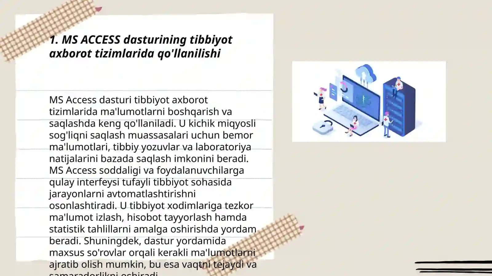 Tibbiyot axborot tizimiga MS ACCESS dasturiy taminotdan foydalanish 3