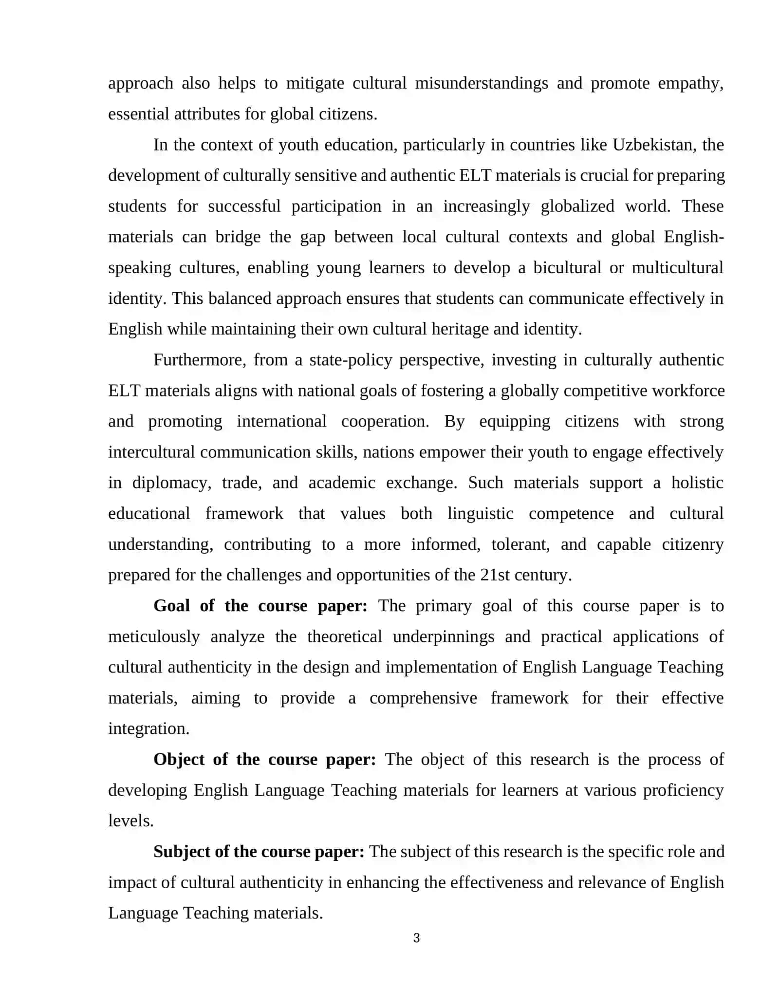 THE ROLE OF CULTURAL AUTHENTICITY IN DEVELOPING ENGLISH LANGUAGE TEACHING MATERIALS 3