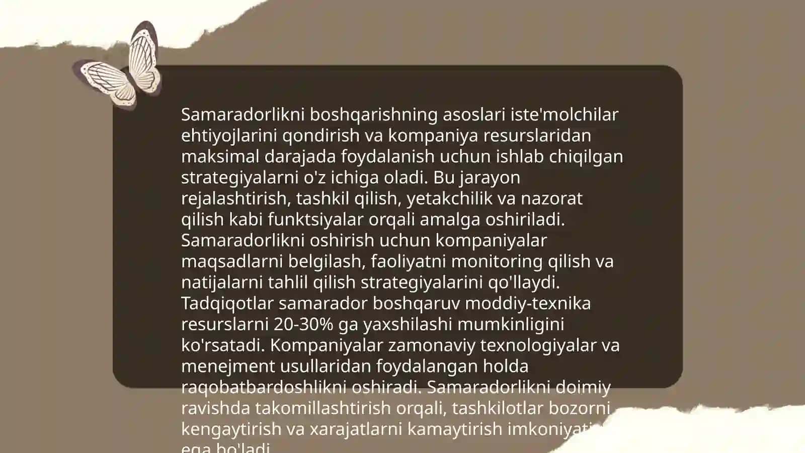 Samaradorlikni boshqarish va nazorat qilish orqali qiymat yaratishni shakllantirish 3